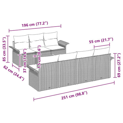 Tuinbankenset Met Opslag 8 Pcs En Crème Poly Rattan