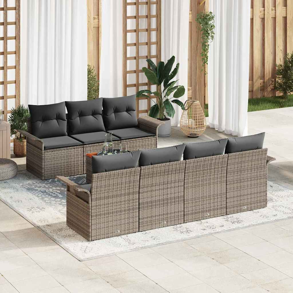 Tuinbankenset Met Opslag 8 Pcs En Crème Poly Rattan