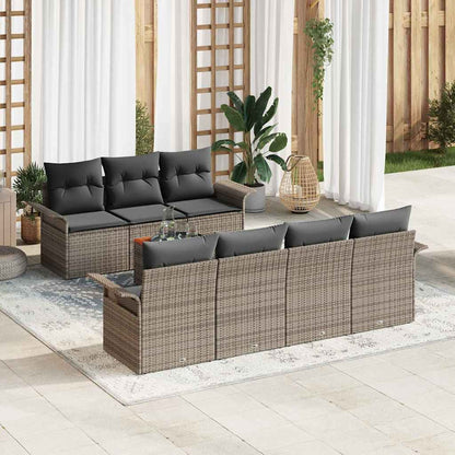 Tuinbankenset Met Opslag 8 Pcs En Crème Poly Rattan