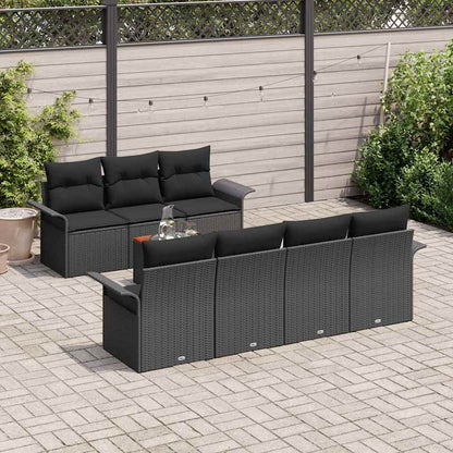 Tuinbankenset Met Opslag 8 Pcs En Crème Poly Rattan