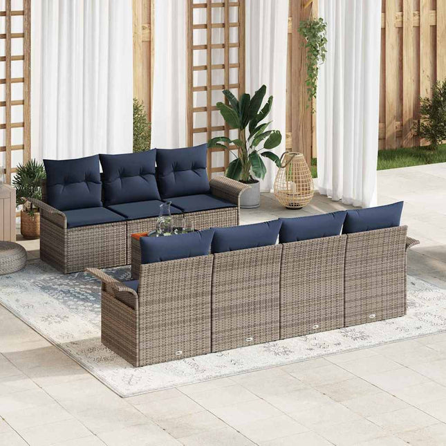 Tuinbankenset Met Opslag 8 Pcs Poly Rattan