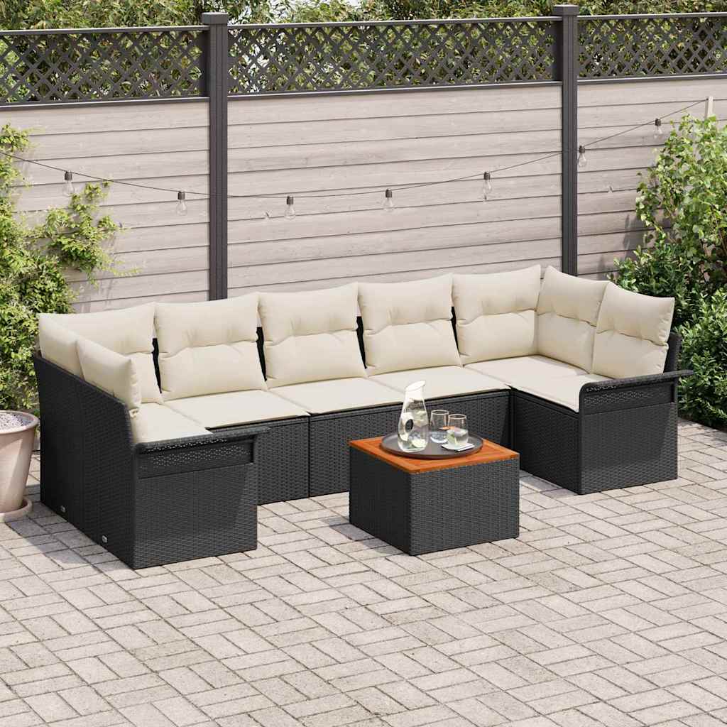 Tuinbankenset Met Opslag 8 Pcs En Crème Poly Rattan