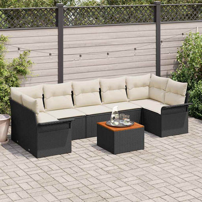 Tuinbankenset Met Opslag 8 Pcs En Crème Poly Rattan