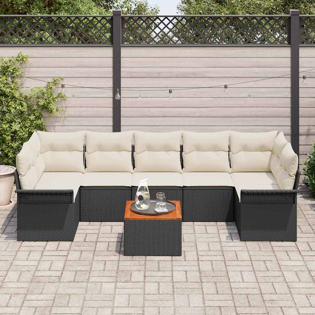 Tuinbankenset Met Opslag 8 Pcs En Crème Poly Rattan