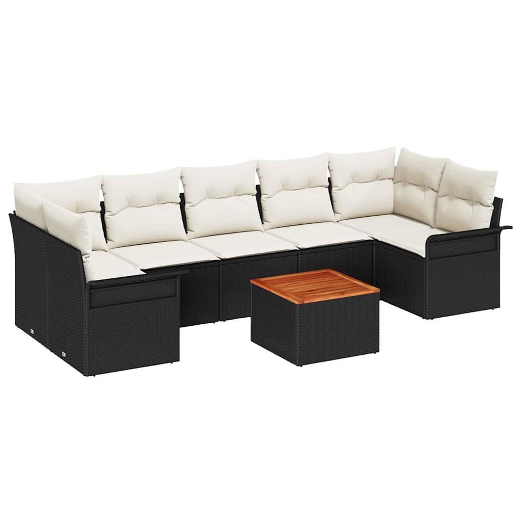 Tuinbankenset Met Opslag 8 Pcs En Crème Poly Rattan