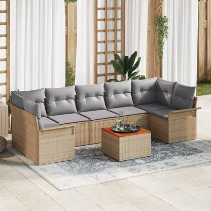 Tuinbankenset Met Opslag 8 Pcs En Crème Poly Rattan
