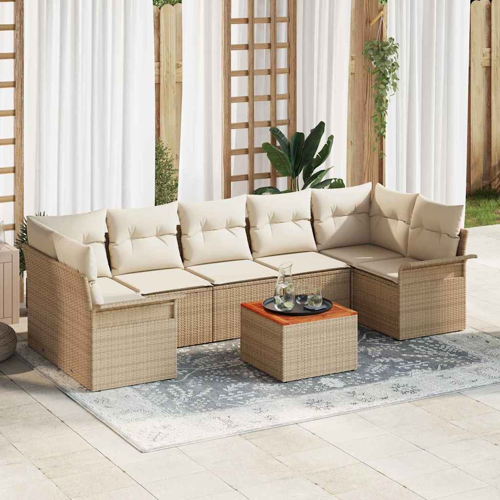 Tuinbankenset Met Opslag 8 Pcs En Crème Poly Rattan