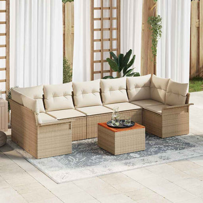 Tuinbankenset Met Opslag 8 Pcs En Crème Poly Rattan