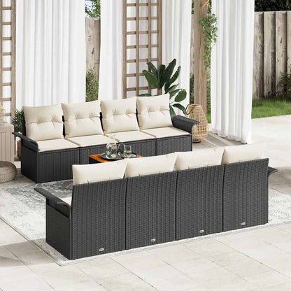 Tuinbankenset Met Opslag 9 Pcs En Crème Poly Rattan
