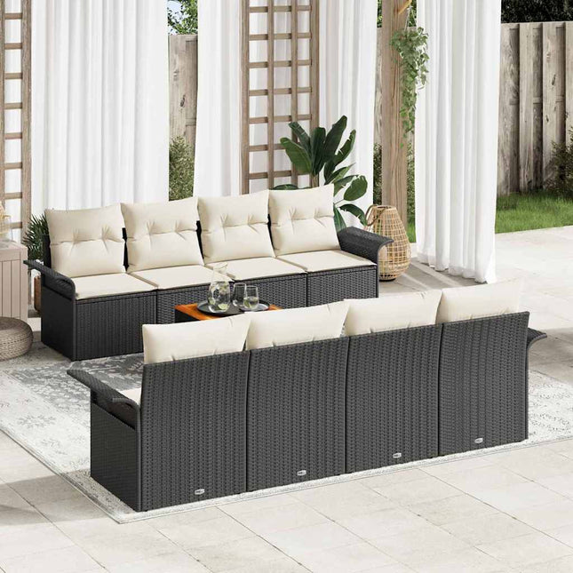 Tuinbankenset Met Opslag 9 Pcs Poly Rattan