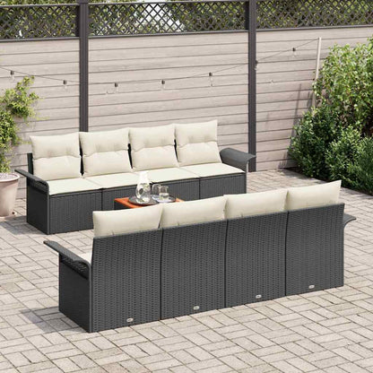 Tuinbankenset Met Opslag 9 Pcs En Crème Poly Rattan
