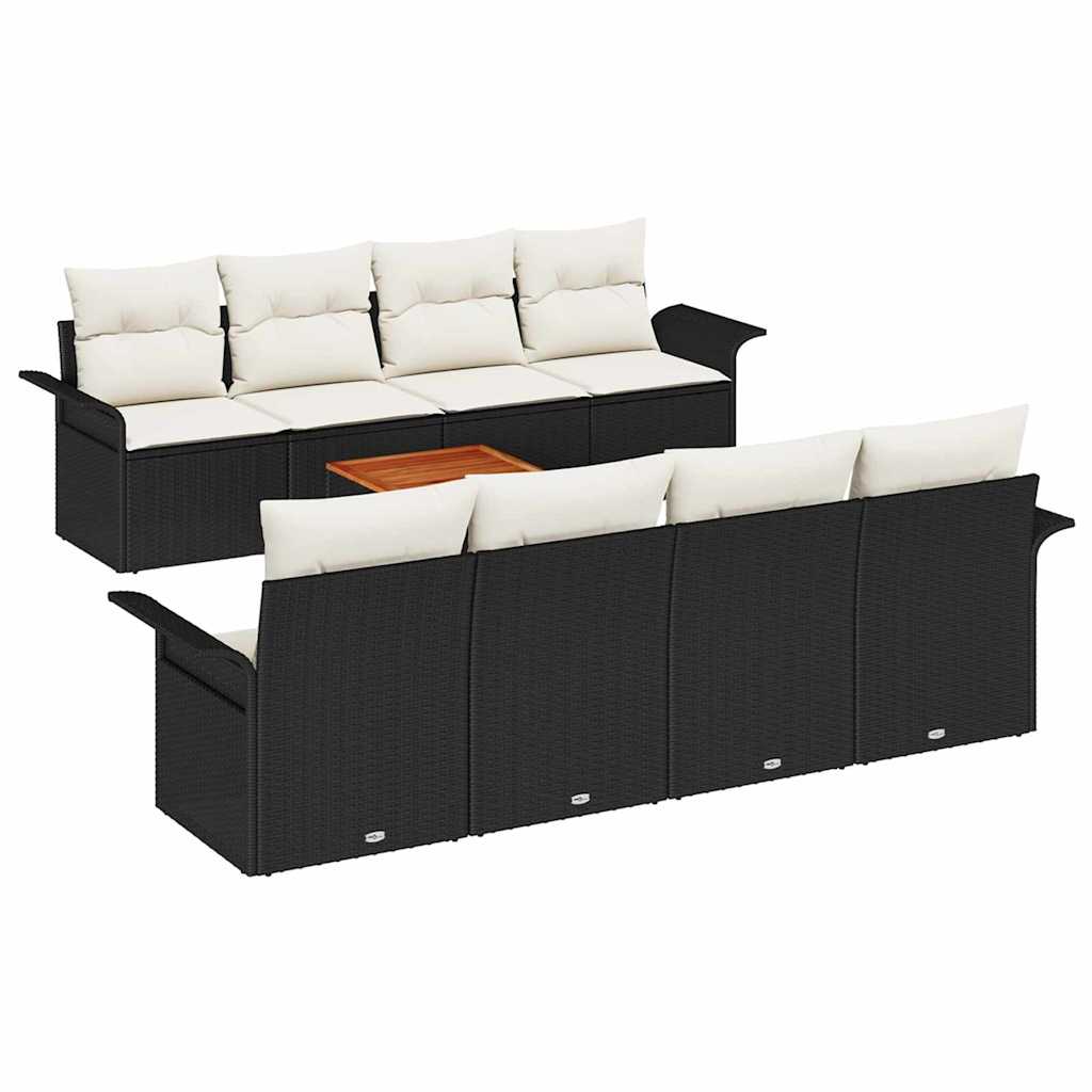 Tuinbankenset Met Opslag 9 Pcs En Crème Poly Rattan