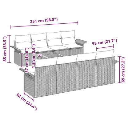Tuinbankenset Met Opslag 9 Pcs En Crème Poly Rattan