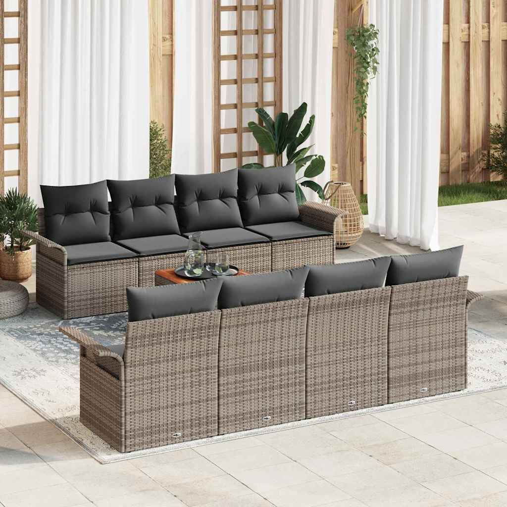 Tuinbankenset Met Opslag 9 Pcs En Crème Poly Rattan