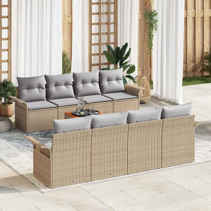 Tuinbankenset Met Opslag 9 Pcs En Crème Poly Rattan