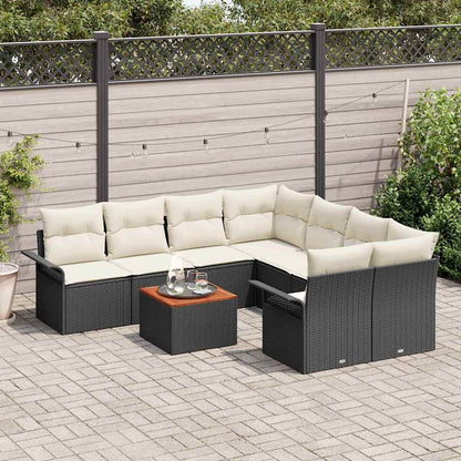 Tuinbankenset Met Opslag 9 Pcs En Crème Poly Rattan