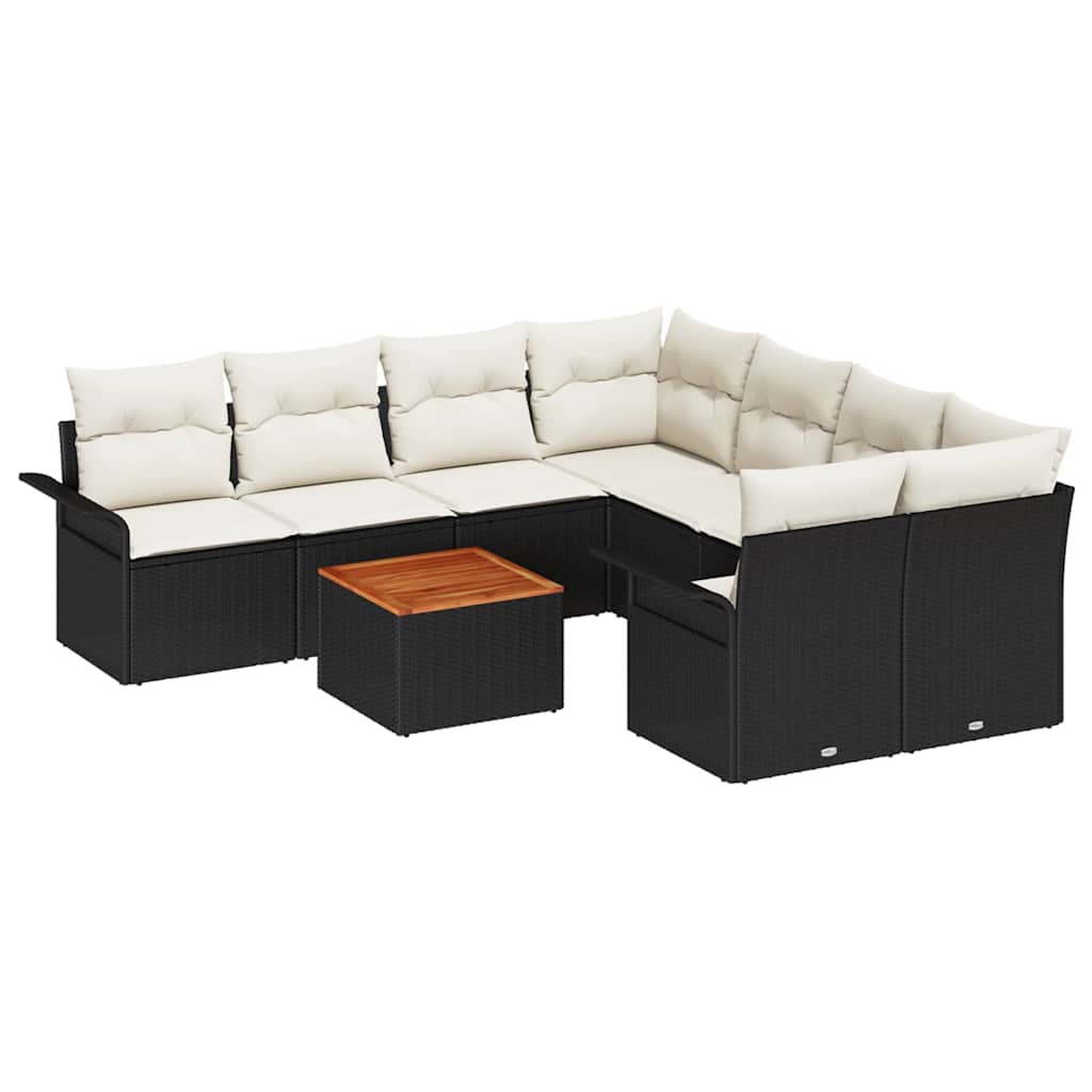 Tuinbankenset Met Opslag 9 Pcs En Crème Poly Rattan