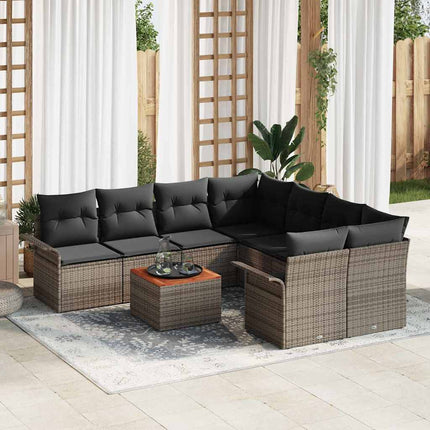 Tuinbankenset Met Opslag 9 Pcs En Crème Poly Rattan