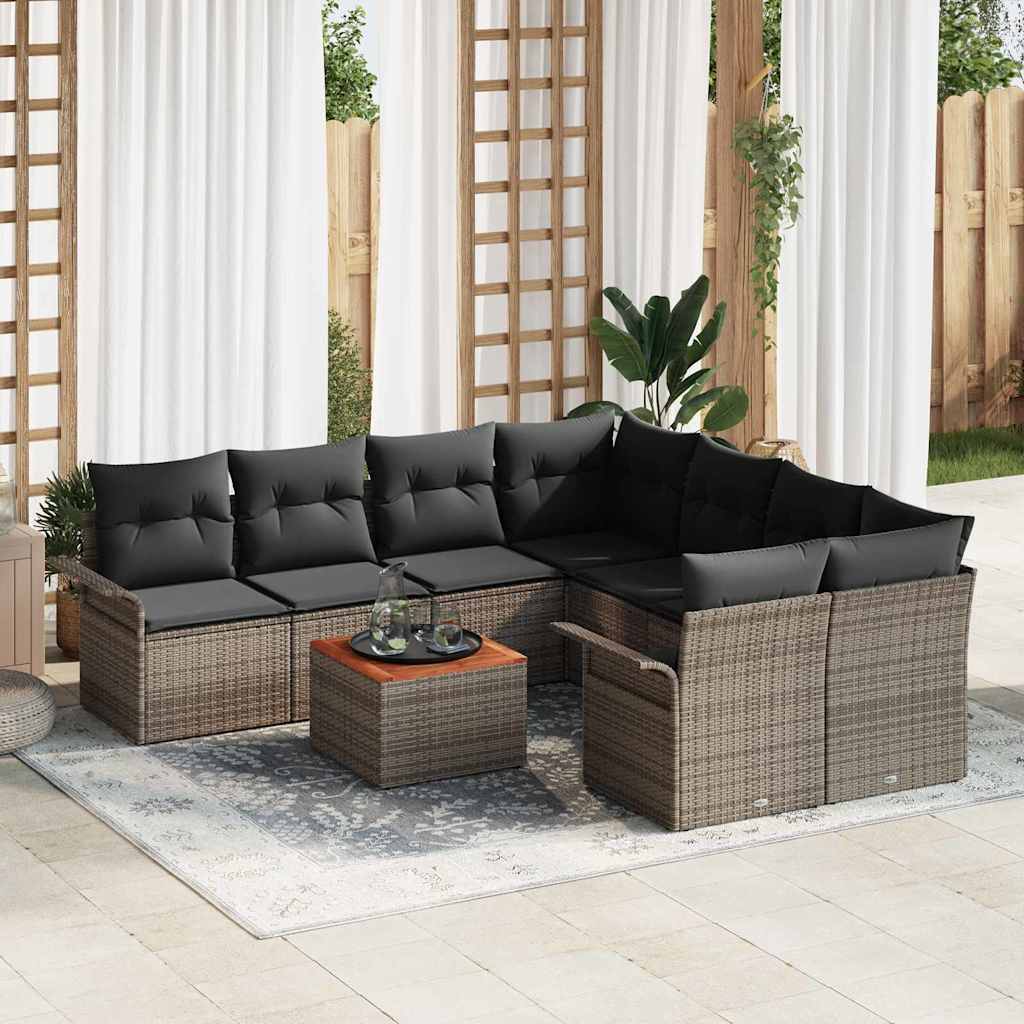 Tuinbankenset Met Opslag 9 Pcs En Crème Poly Rattan