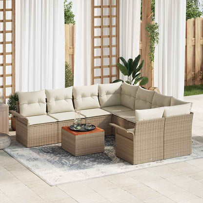 Tuinbankenset Met Opslag 9 Pcs En Crème Poly Rattan
