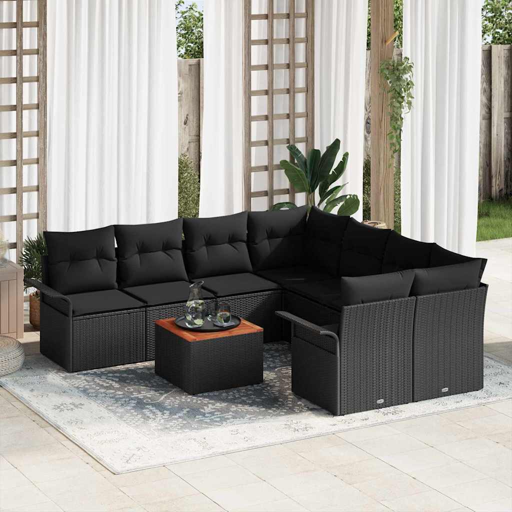 Tuinbankenset Met Opslag 9 Pcs En Crème Poly Rattan