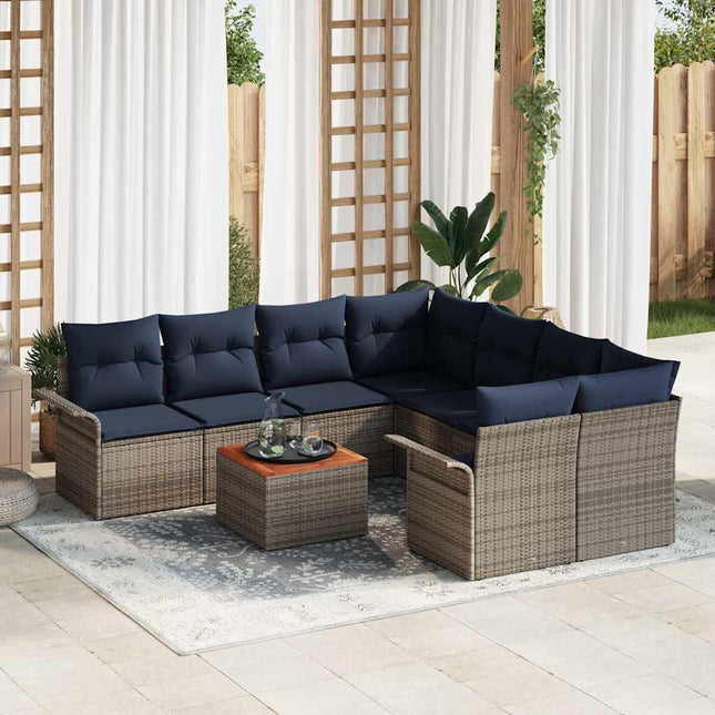 Tuinbankenset Met Opslag 9 Pcs Poly Rattan