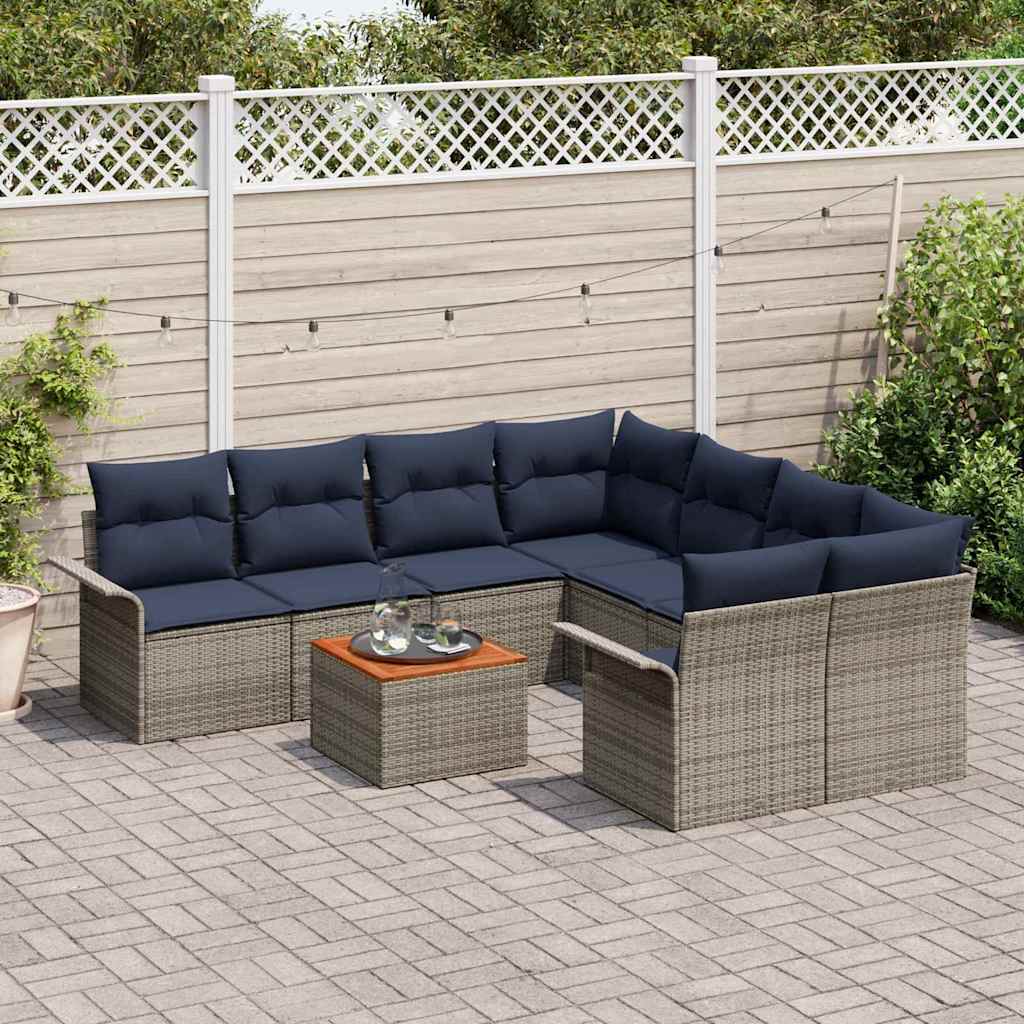 Tuinbankenset Met Opslag 9 Pcs Poly Rattan
