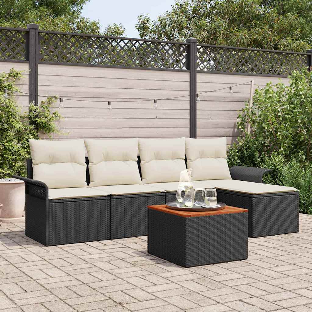 Tuinbankenset Met Opslag 6 Pcs En Crème Poly Rattan