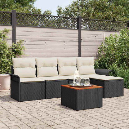 Tuinbankenset Met Opslag 6 Pcs En Crème Poly Rattan