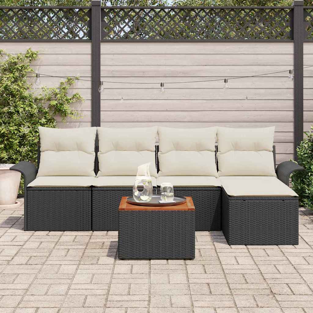 Tuinbankenset Met Opslag 6 Pcs En Crème Poly Rattan