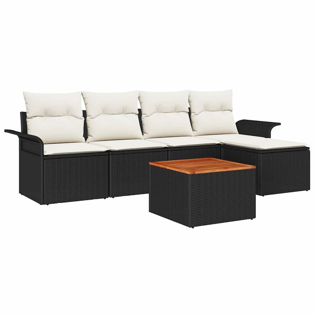 Tuinbankenset Met Opslag 6 Pcs En Crème Poly Rattan