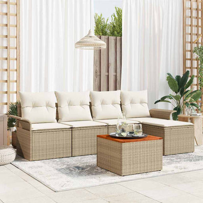 Tuinbankenset Met Opslag 6 Pcs En Crème Poly Rattan