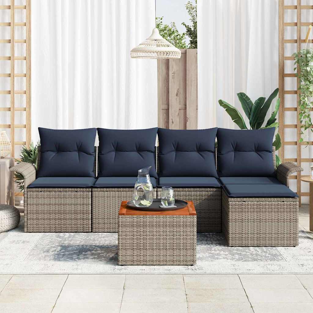Tuinbankenset Met Opslag 6 Pcs Poly Rattan
