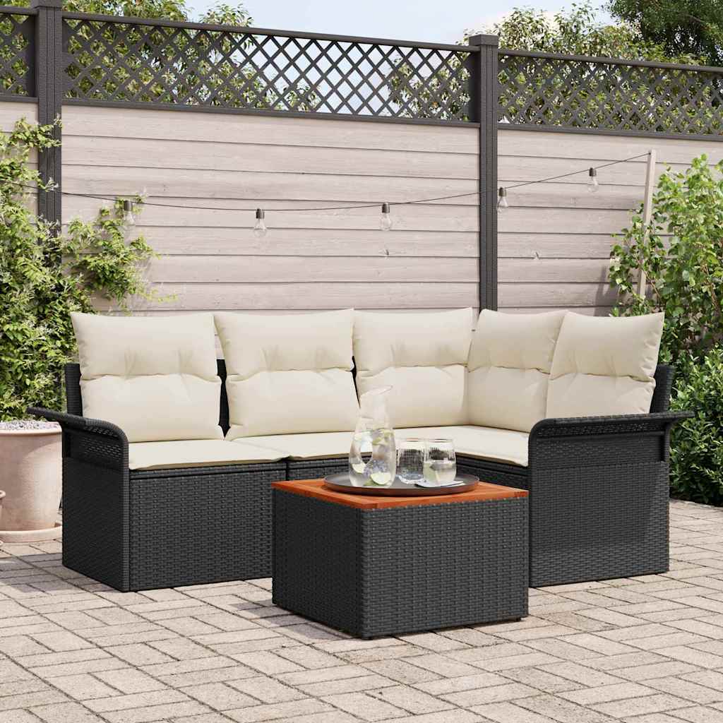Tuinbankenset Met Opslag 5 Pcs En Crème Poly Rattan