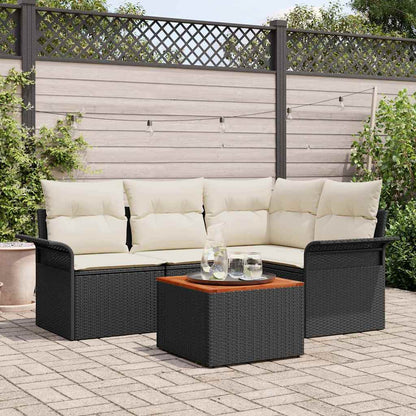 Tuinbankenset Met Opslag 5 Pcs En Crème Poly Rattan