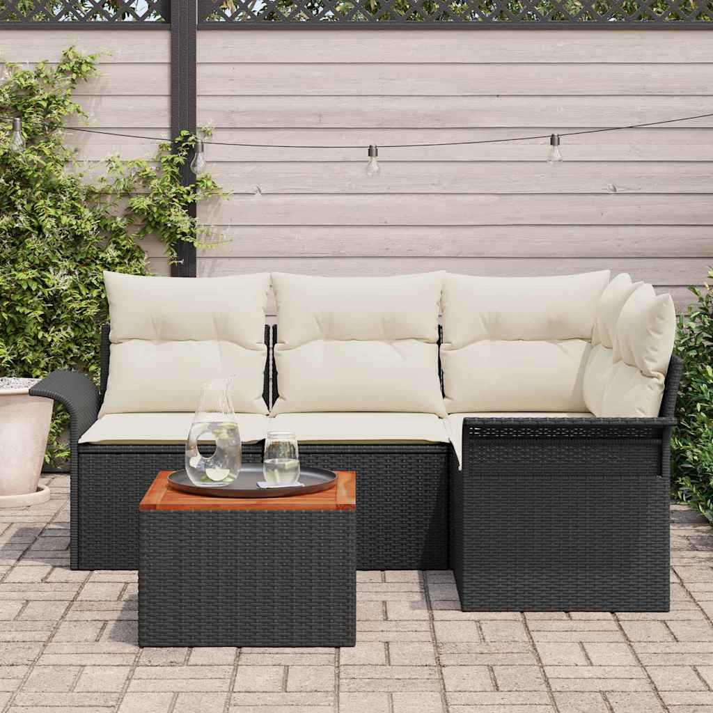 Tuinbankenset Met Opslag 5 Pcs En Crème Poly Rattan
