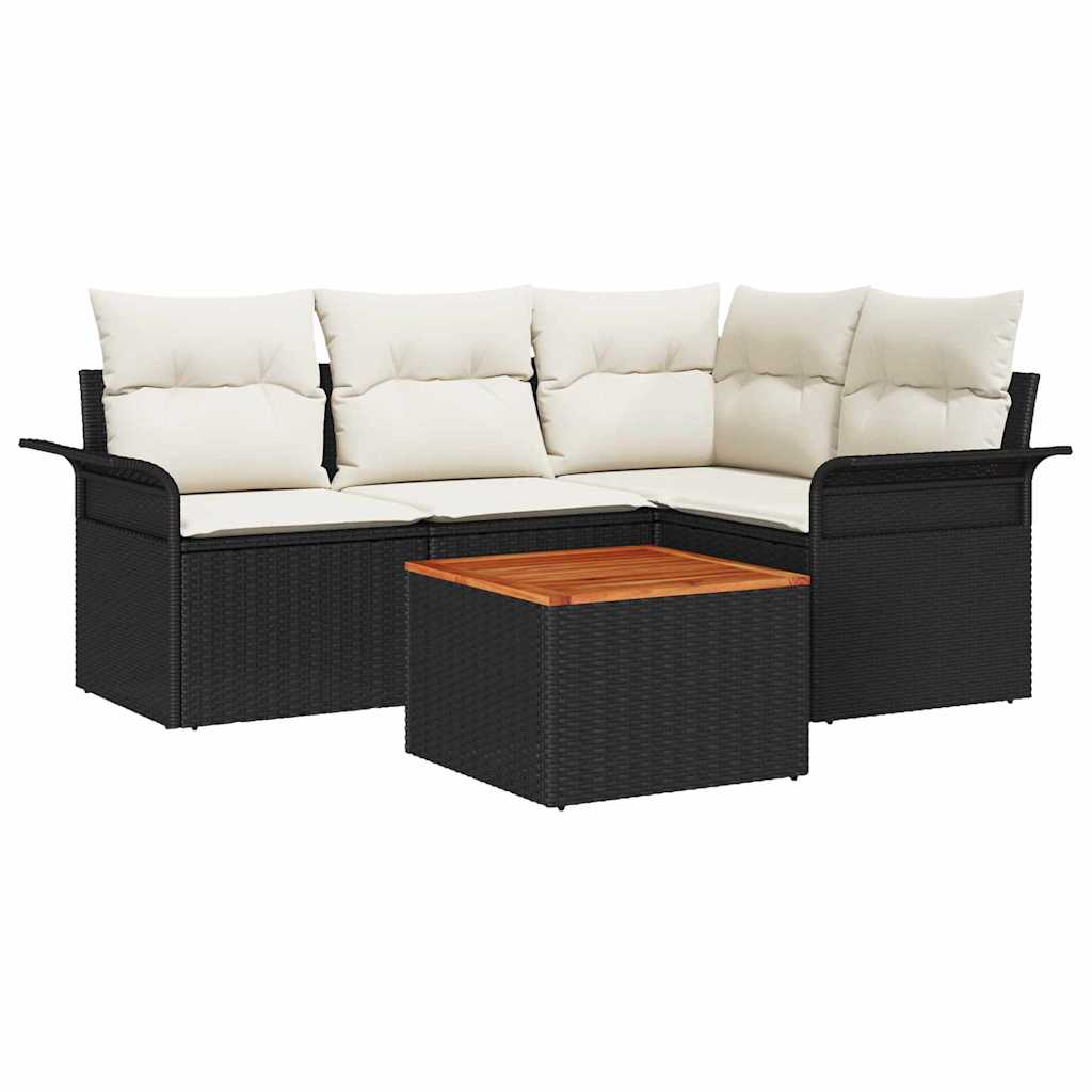 Tuinbankenset Met Opslag 5 Pcs En Crème Poly Rattan