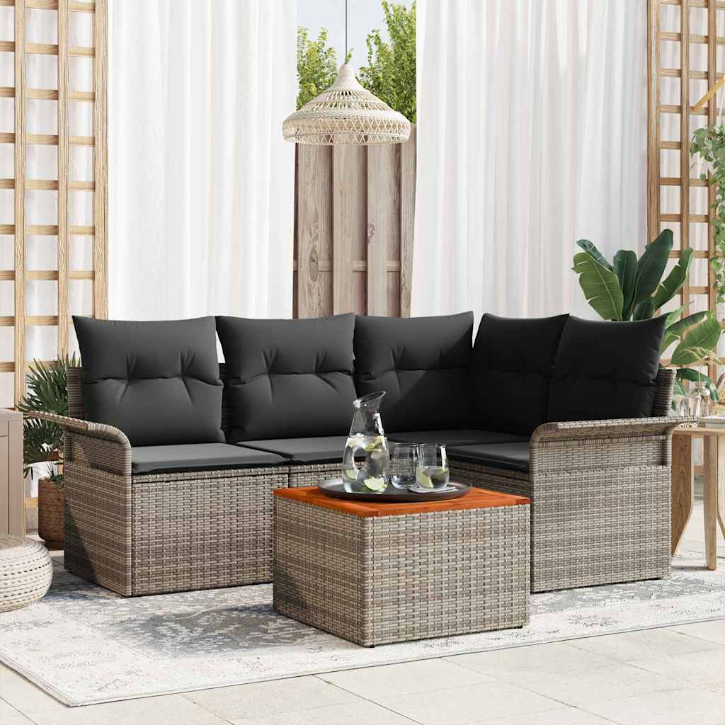 Tuinbankenset Met Opslag 5 Pcs En Crème Poly Rattan