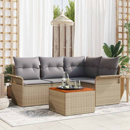 Tuinbankenset Met Opslag 5 Pcs En Crème Poly Rattan