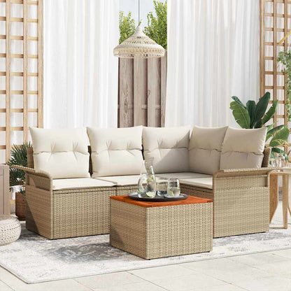 Tuinbankenset Met Opslag 5 Pcs En Crème Poly Rattan