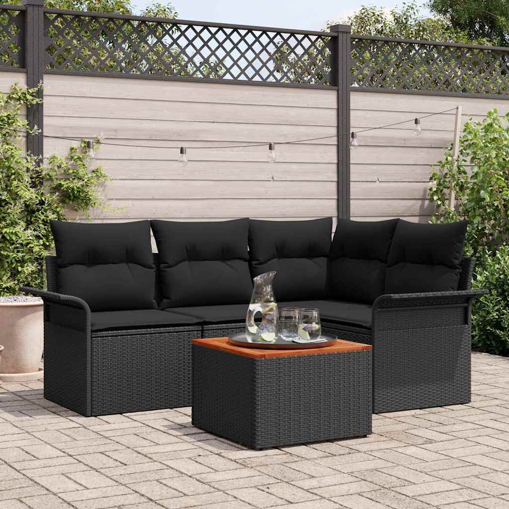 Tuinbankenset Met Opslag 5 Pcs En Crème Poly Rattan