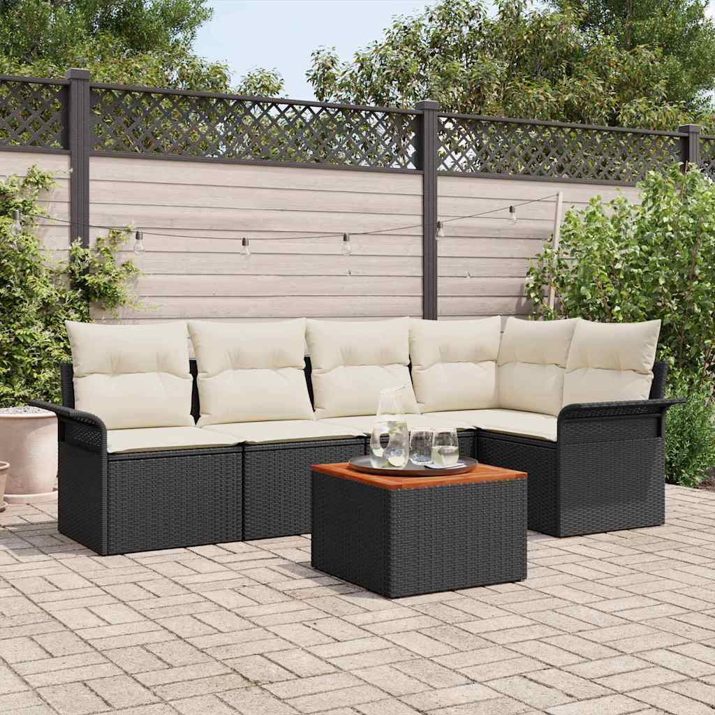 Tuinbankenset Met Opslag 6 Pcs En Crème Poly Rattan