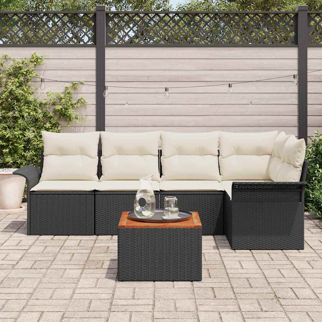 Tuinbankenset Met Opslag 6 Pcs En Crème Poly Rattan