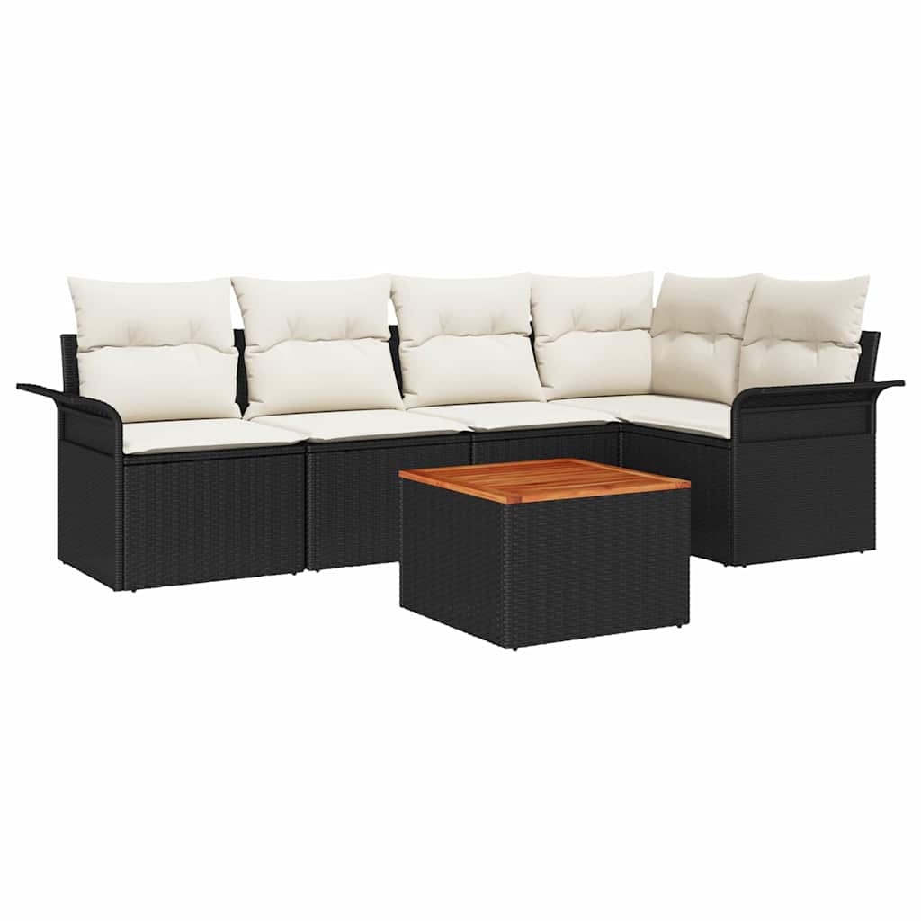 Tuinbankenset Met Opslag 6 Pcs En Crème Poly Rattan