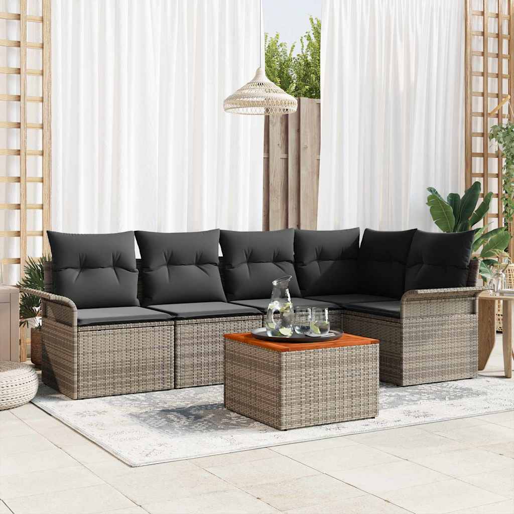 Tuinbankenset Met Opslag 6 Pcs En Crème Poly Rattan