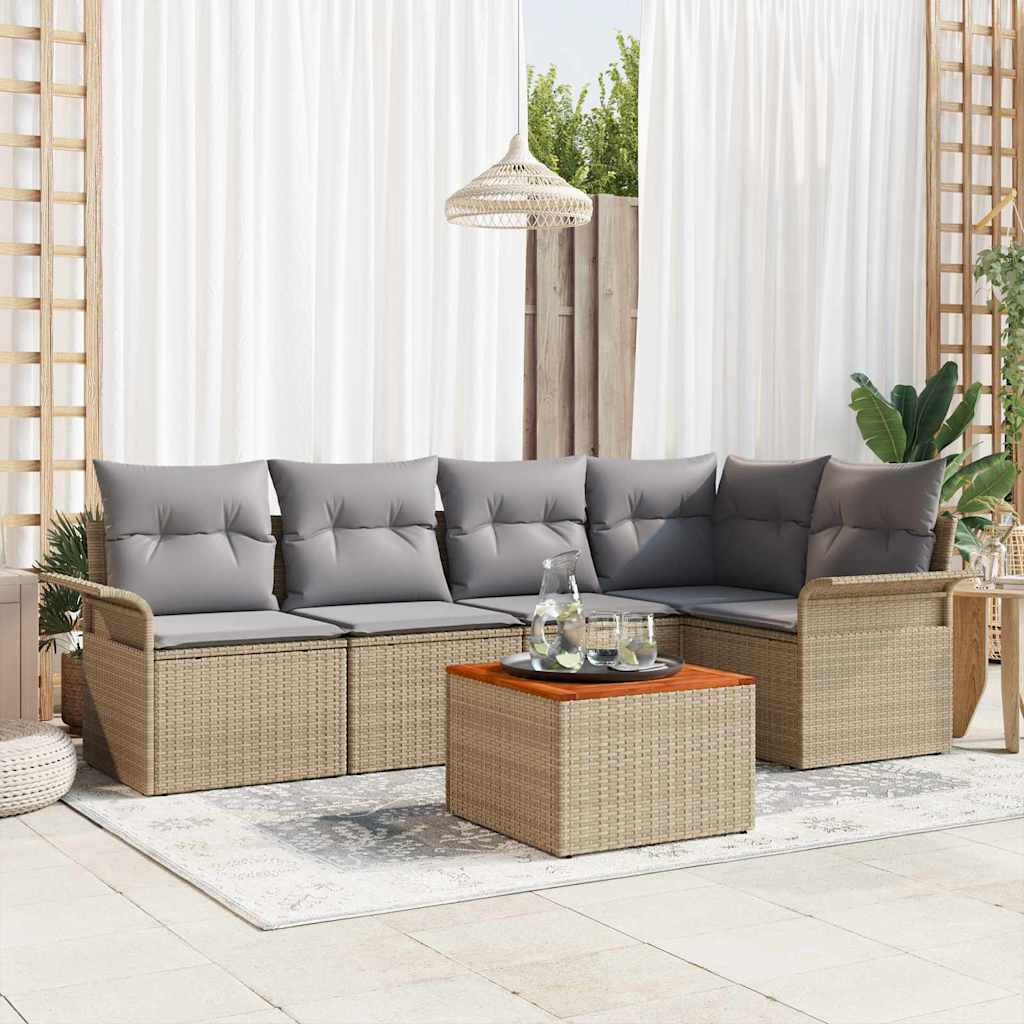 Tuinbankenset Met Opslag 6 Pcs En Crème Poly Rattan
