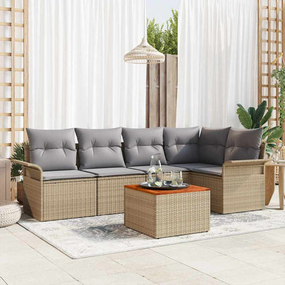 Tuinbankenset Met Opslag 6 Pcs En Crème Poly Rattan