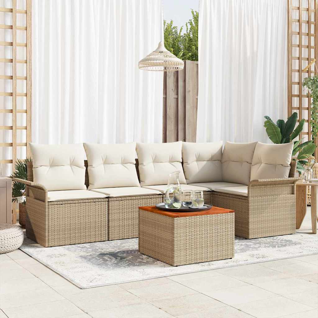 Tuinbankenset Met Opslag 6 Pcs En Crème Poly Rattan