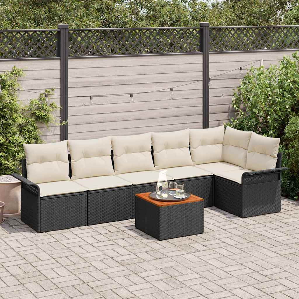 Tuinbankenset Met Opslag 7 Pcs En Crème Poly Rattan