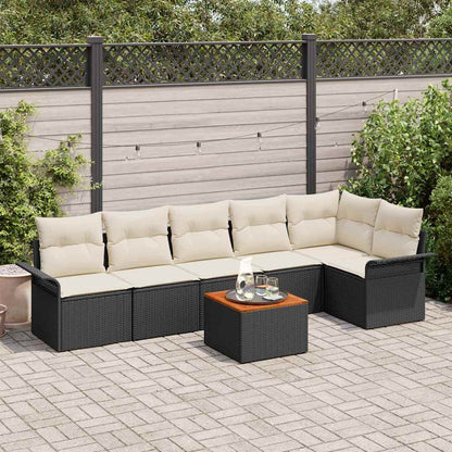 Tuinbankenset Met Opslag 7 Pcs En Crème Poly Rattan